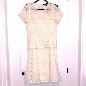NWT Banana Republic Cotton Peplum Eyelet Dress Size 12 White